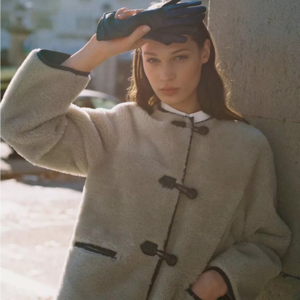 mango faux fur coat In ecru - Size Small